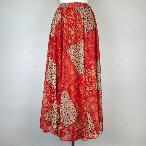 Skirt M Boho Festival Hippie Chic Patchwork Paisley Peasant Floral Flowy Maxi - Picture 1 of 10
